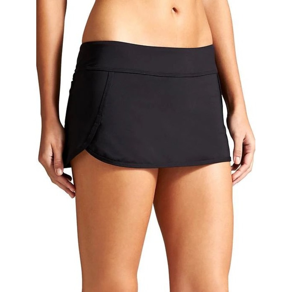 Athleta Kata Swim Mini Skirt Black Small Beach Vacation Minimalist Poolside